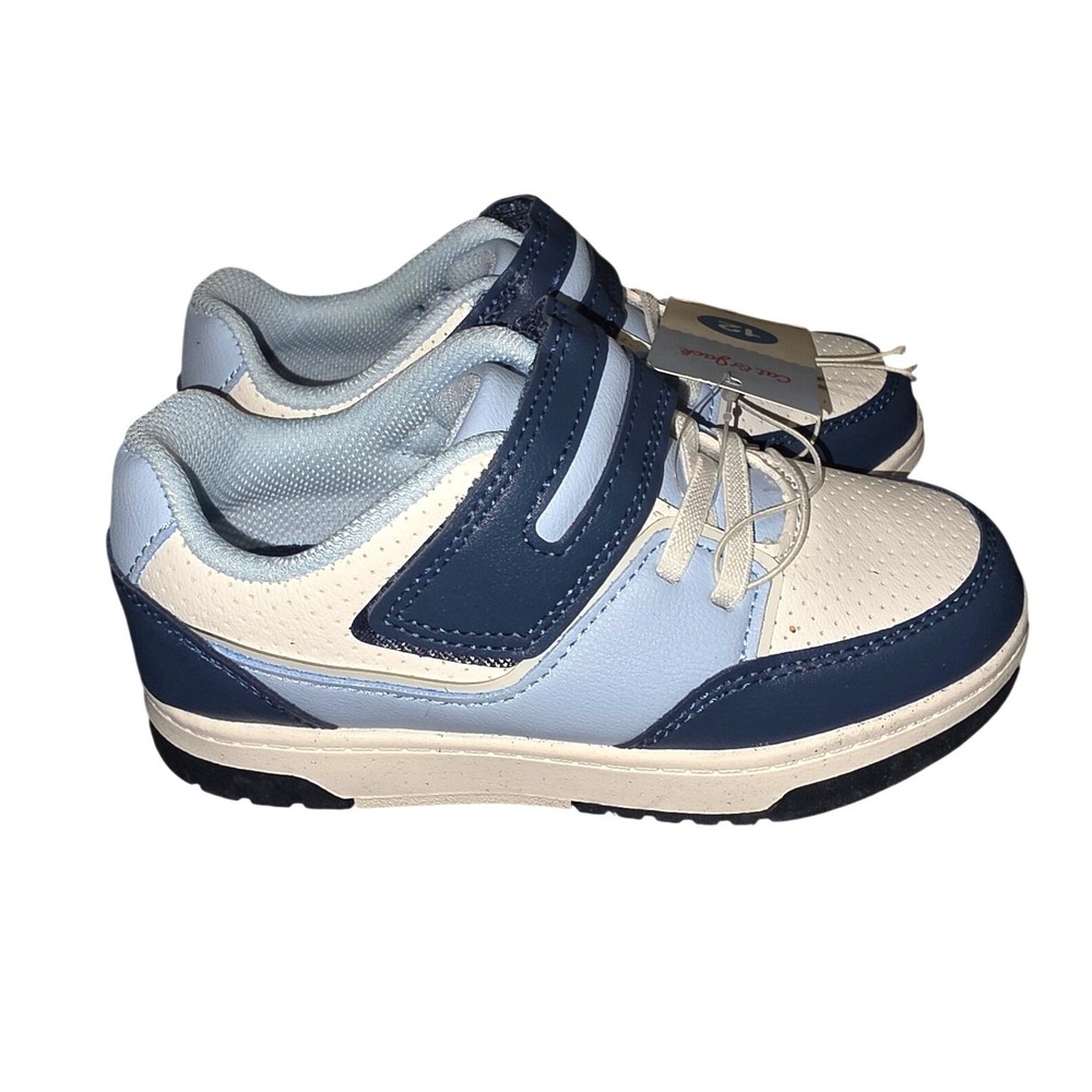 Cat & Jack Boys Hudson Blue Cream Sneakers Hook Loop Shoes Size 12C NWT
